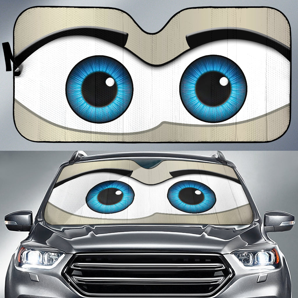Gray Cartoon Eyes Car Auto Sunshades