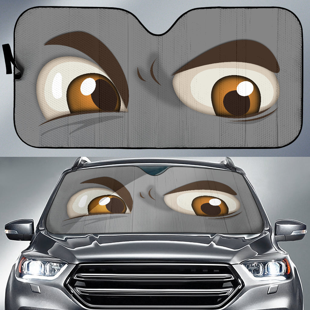 Gray Challenging Cartoon Eyes Car Auto Sun Shades Windshield Accessories Decor Gift