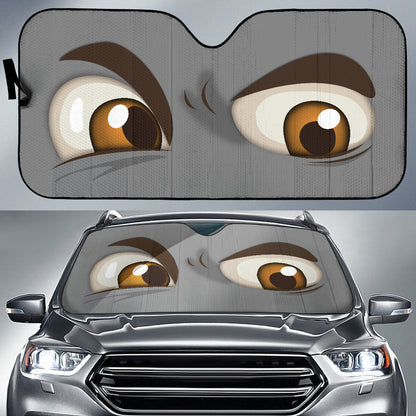 Gray Challenging Cartoon Eyes Car Auto Sun Shades Windshield Accessories Decor Gift