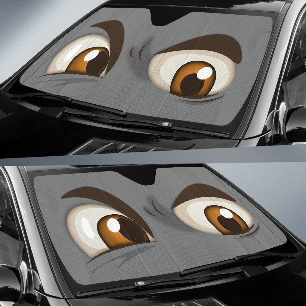 Gray Challenging Cartoon Eyes Car Auto Sun Shades Windshield Accessories Decor Gift
