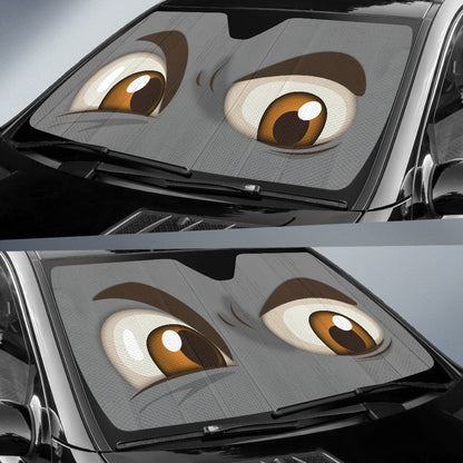 Gray Challenging Cartoon Eyes Car Auto Sun Shades Windshield Accessories Decor Gift