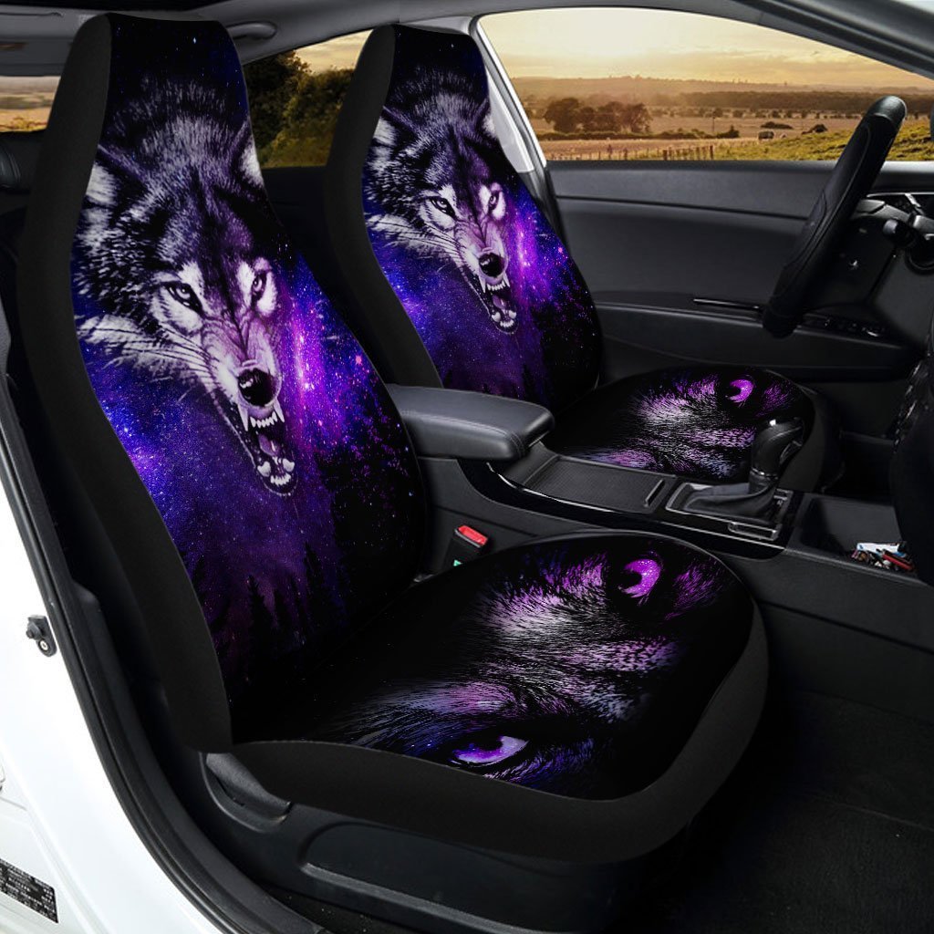 Gray Wolf Car Seat Covers Custom Coolest Car Accessories Best For Dad