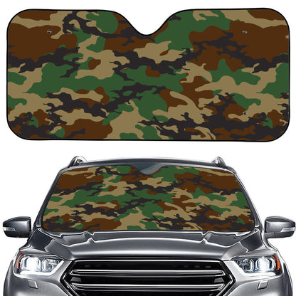 Green And Brown Camouflage Print Car Windshield Sun Shade