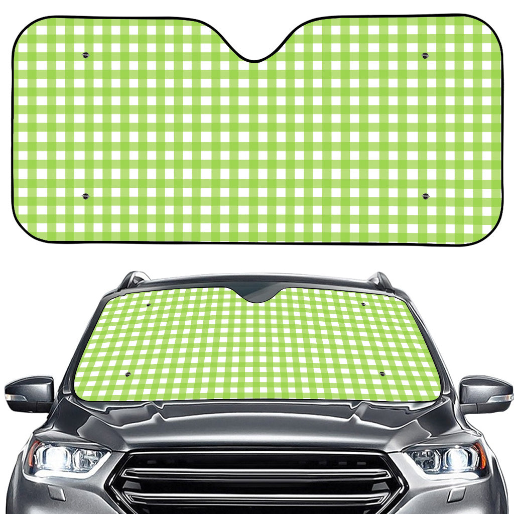 Green And White Check Pattern Print Car Windshield Sun Shade