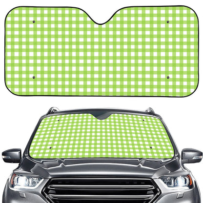 Green And White Check Pattern Print Car Windshield Sun Shade