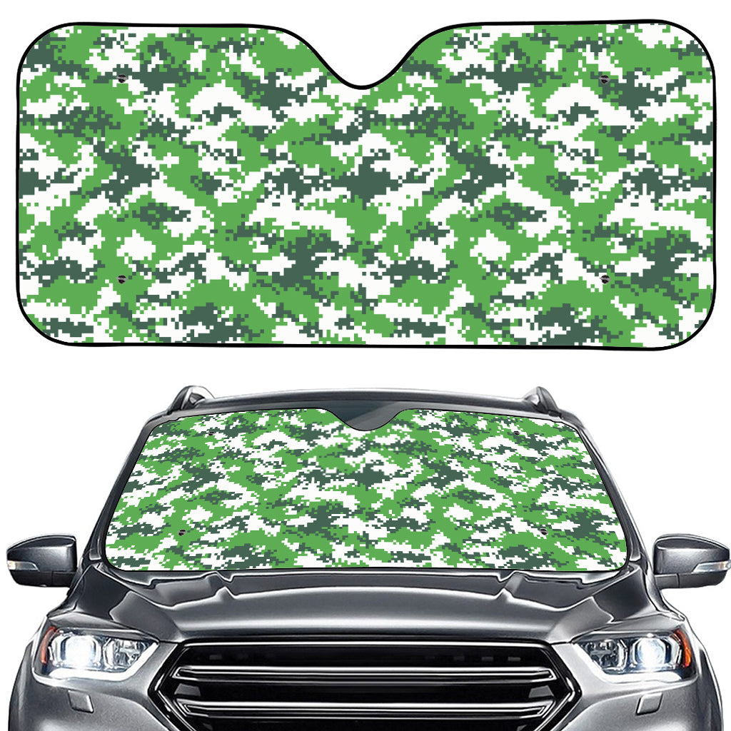 Green And White Digital Camo Print Car Windshield Sun Shade