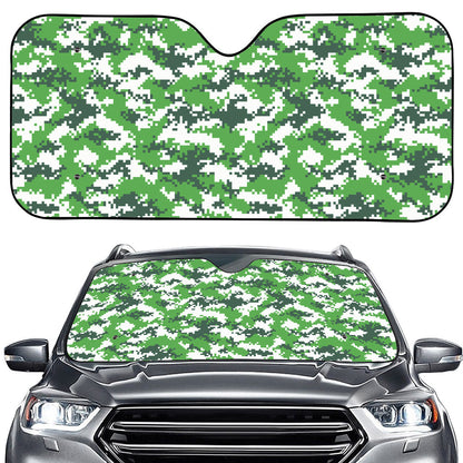 Green And White Digital Camo Print Car Windshield Sun Shade