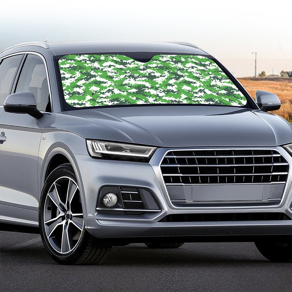Green And White Digital Camo Print Car Windshield Sun Shade