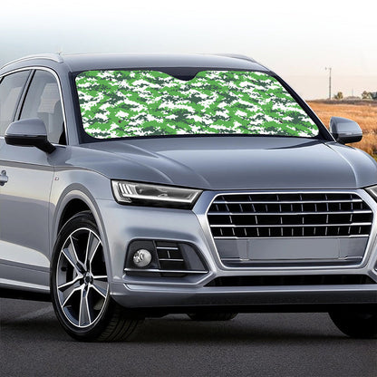 Green And White Digital Camo Print Car Windshield Sun Shade