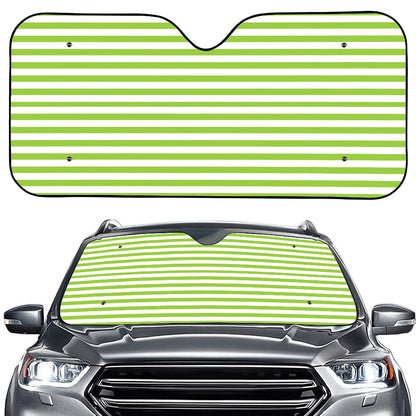 Green And White Striped Pattern Print Car Windshield Sun Shade