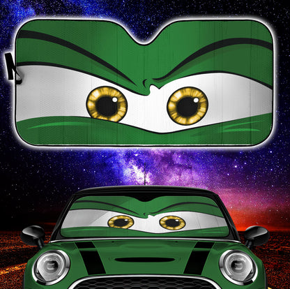 Green Angry Eyes 1 Car Auto Sun Shades