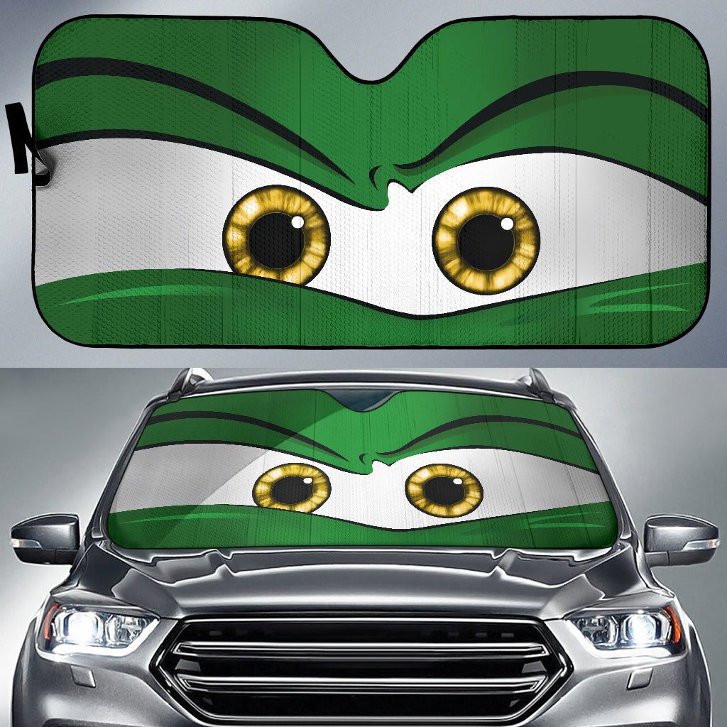 Green Angry Eyes 1 Car Auto Sun Shades