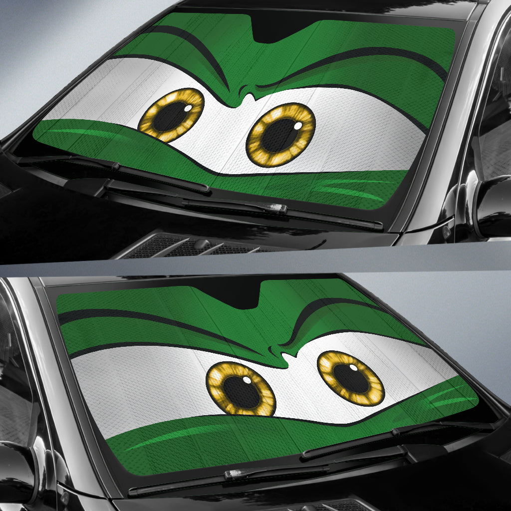 Green Angry Eyes 1 Car Auto Sun Shades