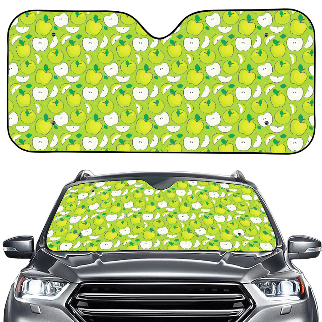 Green Apple Fruit Pattern Print Car Windshield Sun Shade