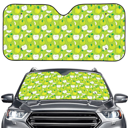 Green Apple Fruit Pattern Print Car Windshield Sun Shade