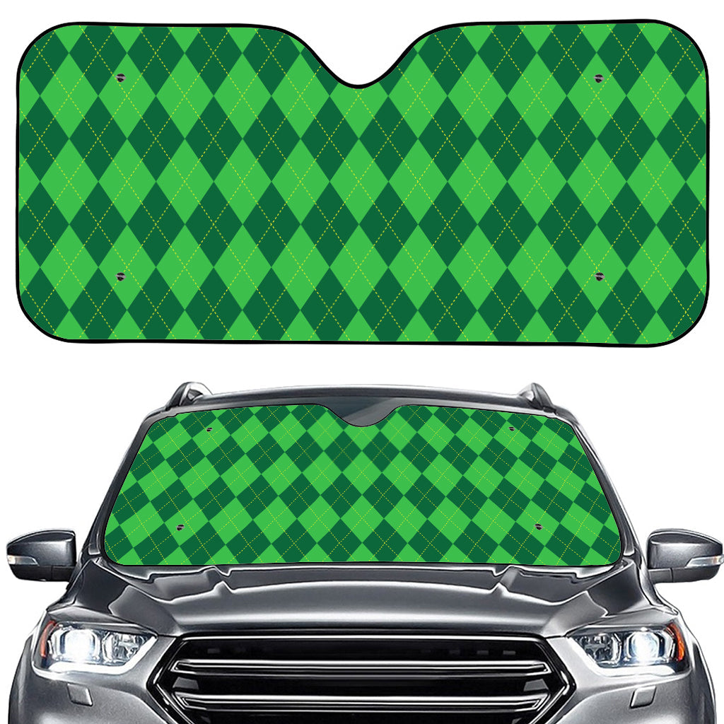 Green Argyle Pattern Print Car Windshield Sun Shade