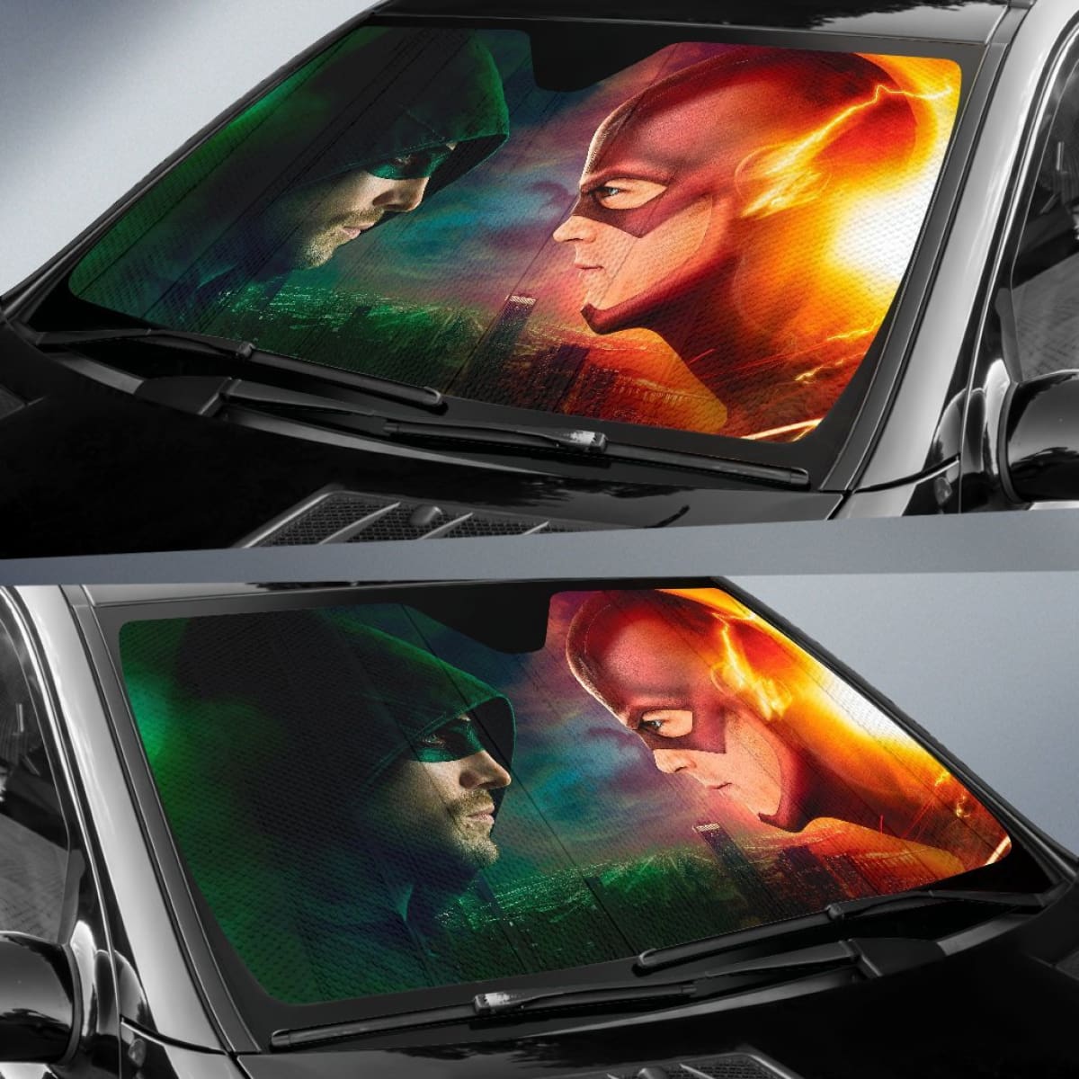 Green Arrow Vs The Flash Car Sun Shades Amazing Gift Universal Fit 173905