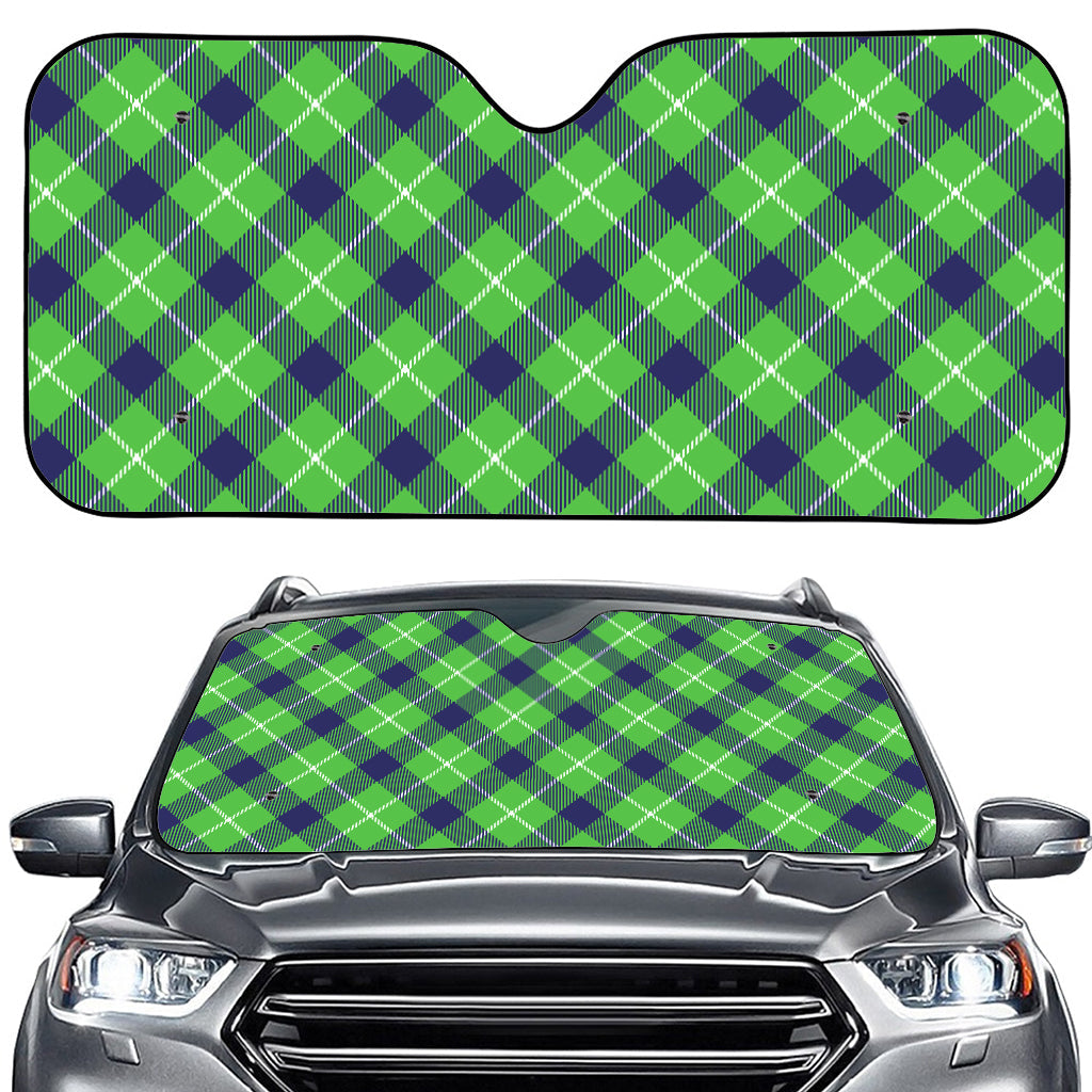 Green Blue And White Plaid Pattern Print Car Windshield Sun Shade