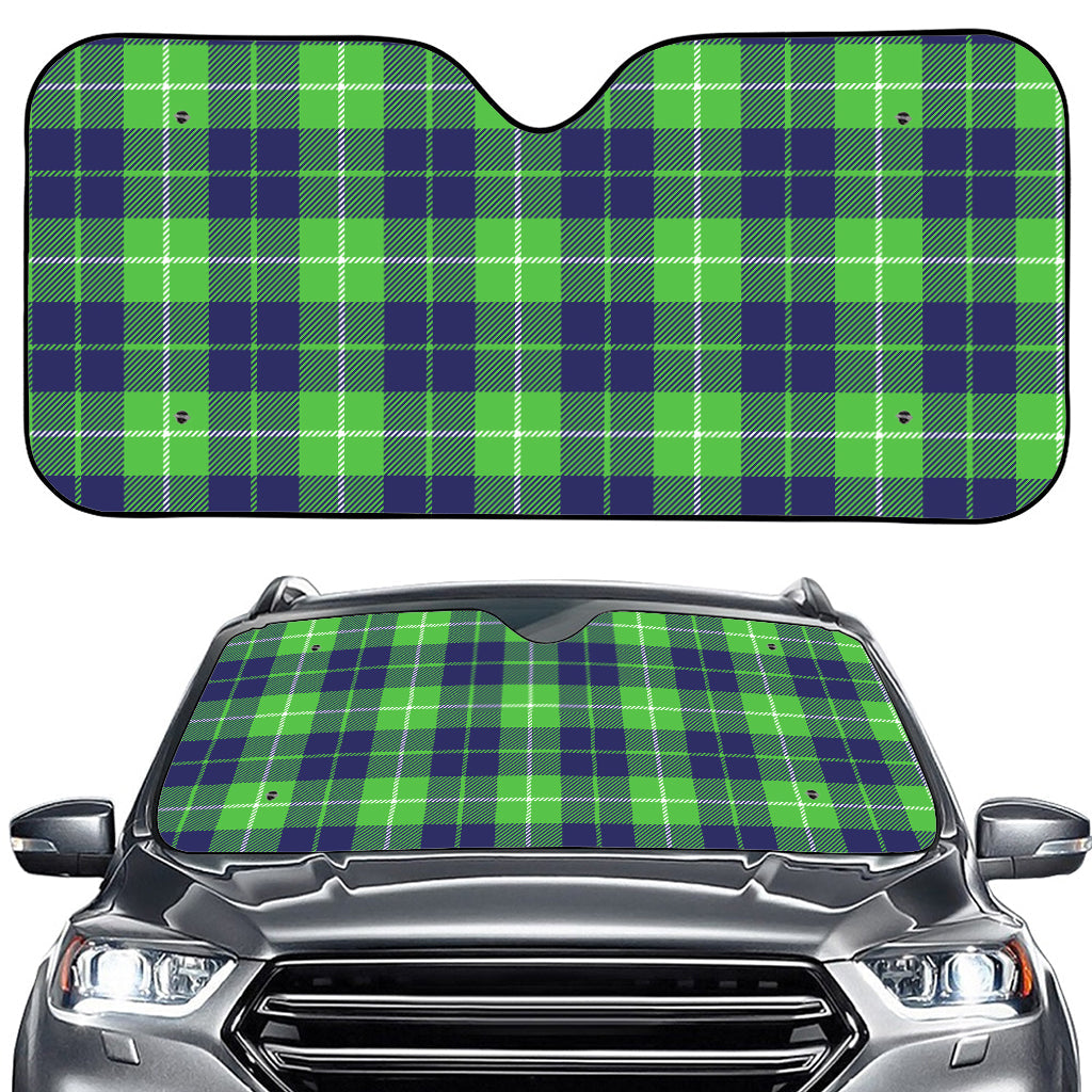 Green Blue And White Tartan Print Car Windshield Sun Shade