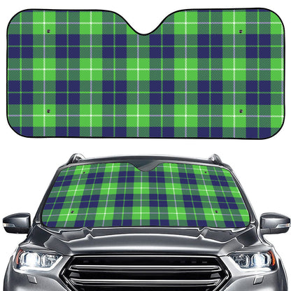 Green Blue And White Tartan Print Car Windshield Sun Shade