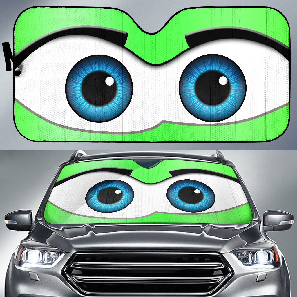 Green Cartoon Eyes Car Auto Sunshades