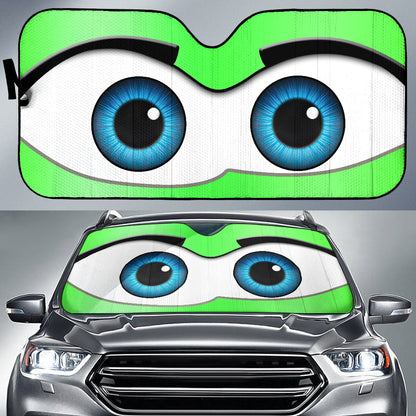 Green Cartoon Eyes Car Auto Sunshades