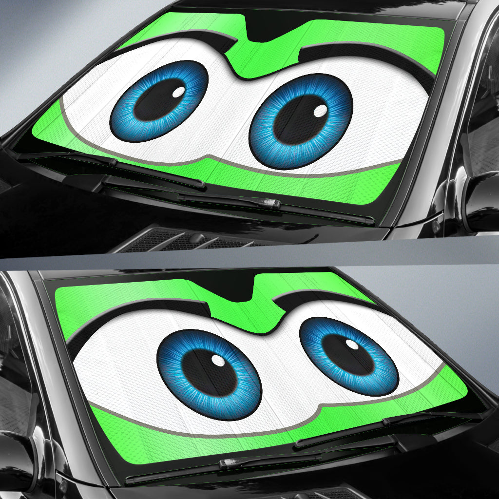 Green Cartoon Eyes Car Auto Sunshades