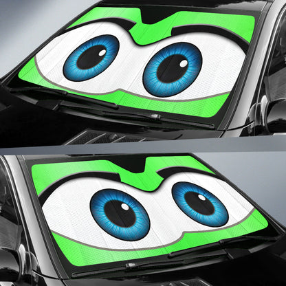 Green Cartoon Eyes Car Auto Sunshades