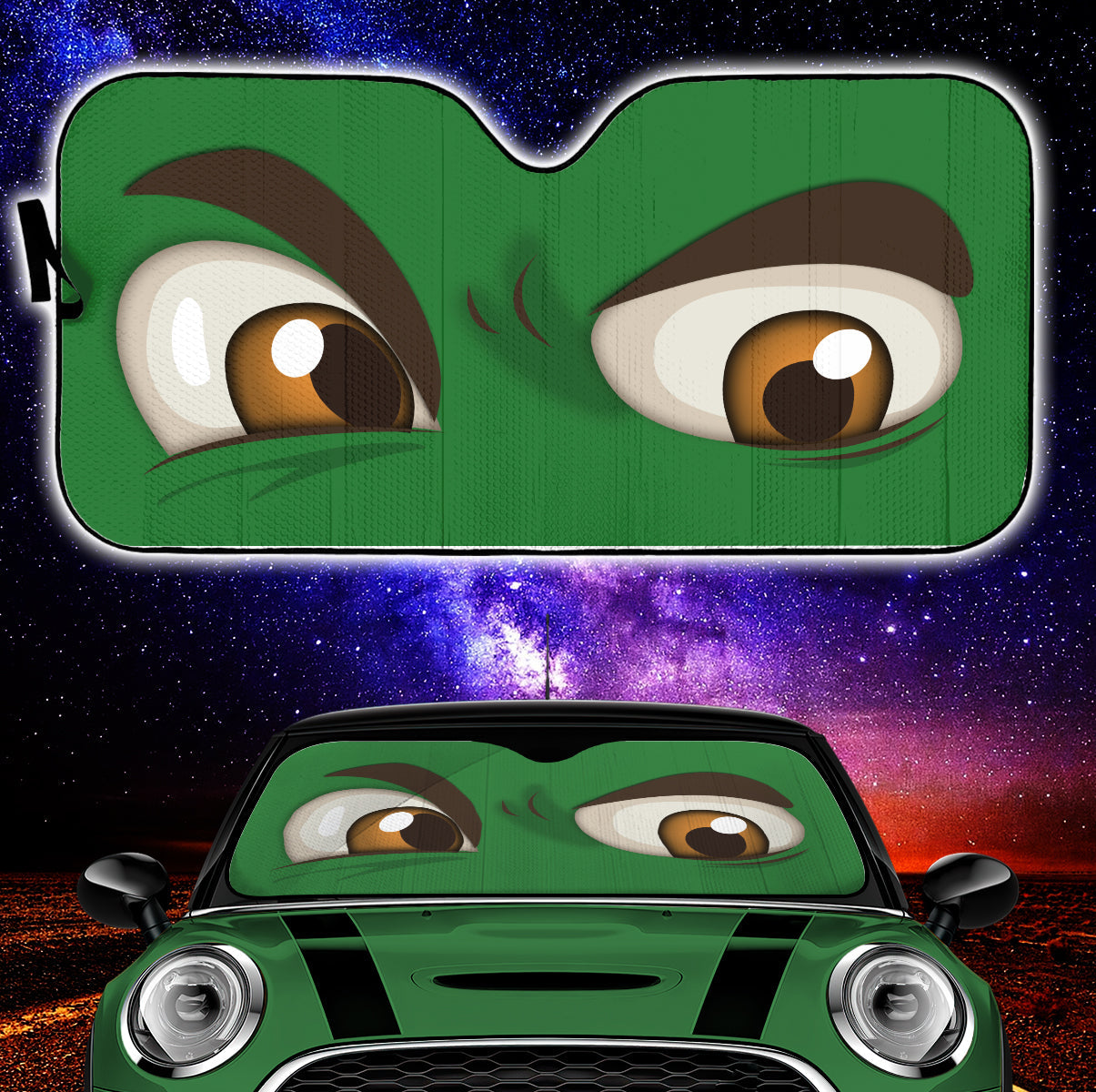 Green Challenging Cartoon Eyes Car Auto Sun Shades Windshield Accessories Decor Gift