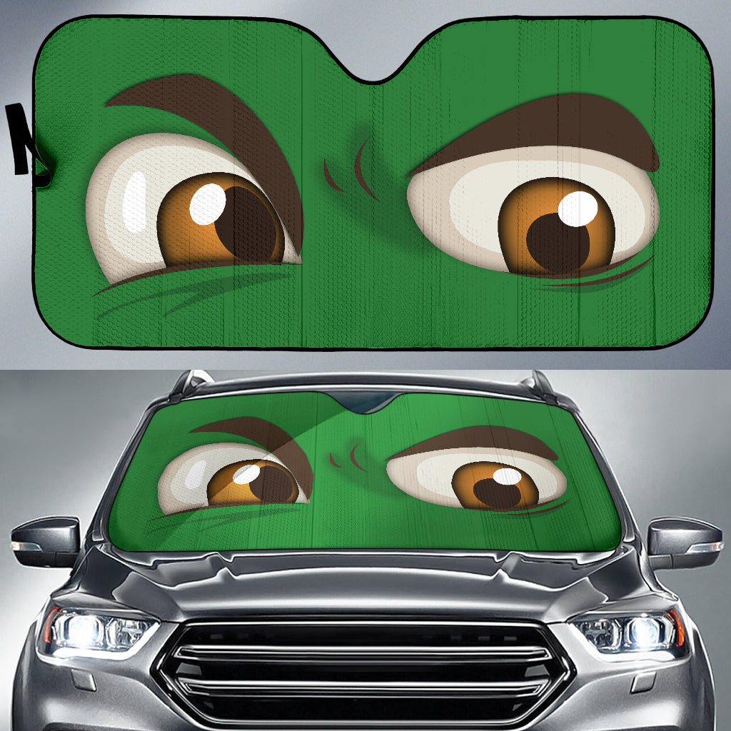 Green Challenging Cartoon Eyes Car Auto Sun Shades Windshield Accessories Decor Gift