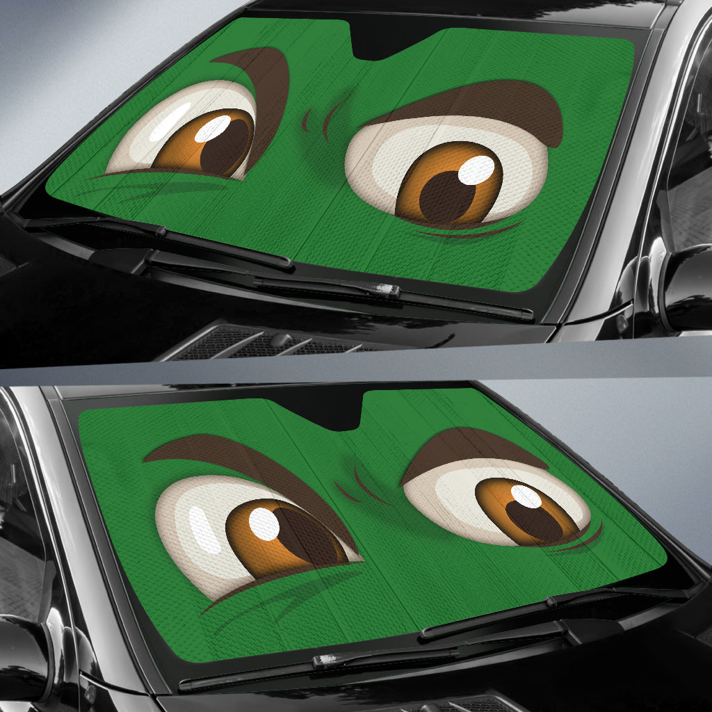 Green Challenging Cartoon Eyes Car Auto Sun Shades Windshield Accessories Decor Gift