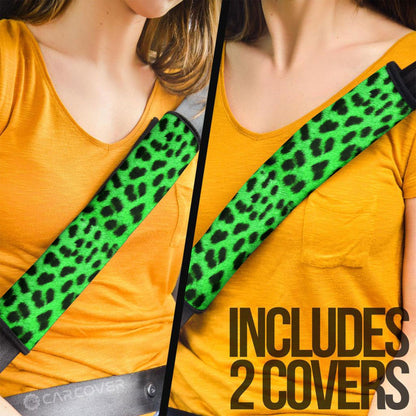 Green Cheetah Skin Seat Belt Covers Custom Animal Skin Printed Car Interior Accessories