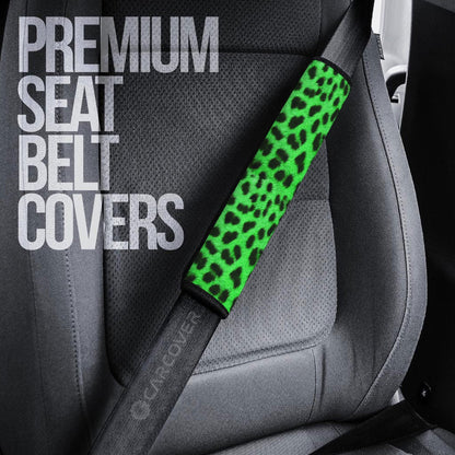Green Cheetah Skin Seat Belt Covers Custom Animal Skin Printed Car Interior Accessories