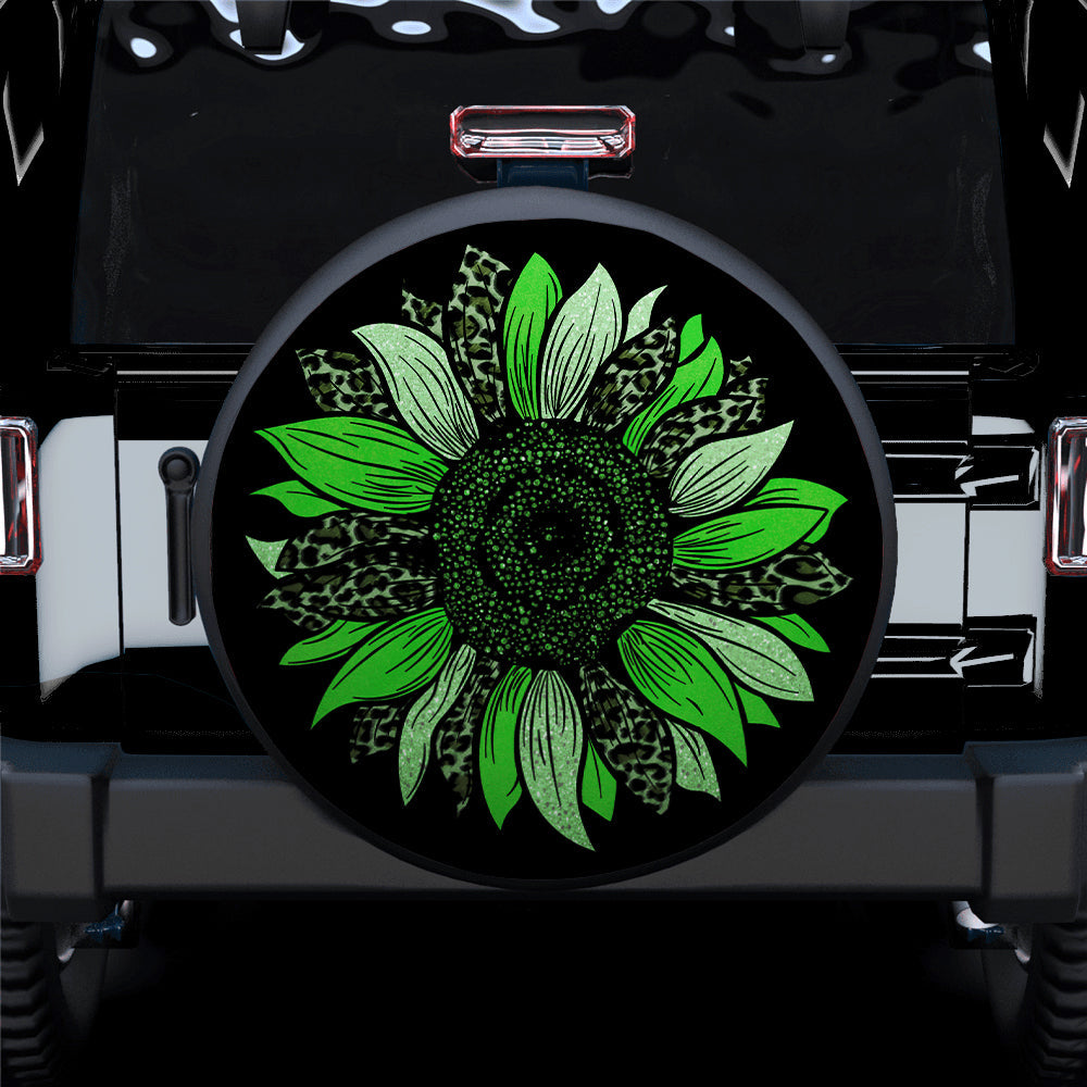 Green Cheetah Sunflower Jeep Car Spare Tire Cover
