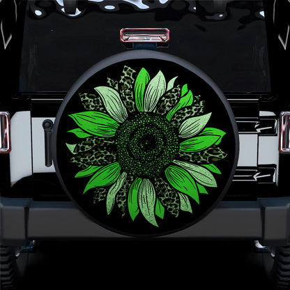 Green Cheetah Sunflower Jeep Car Spare Tire Cover