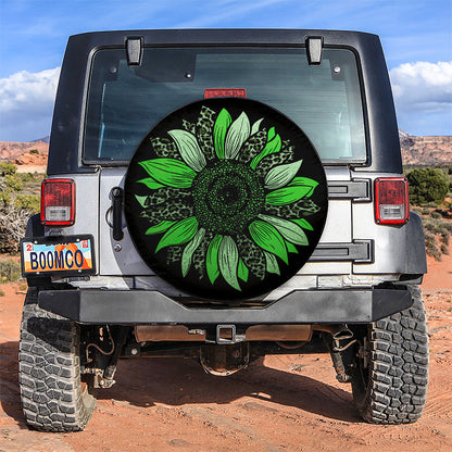 Green Cheetah Sunflower Jeep Car Spare Tire Cover