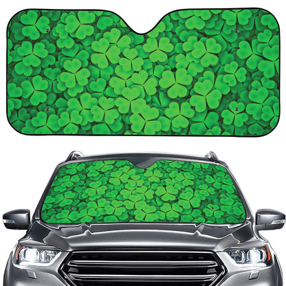 Green Clover St. Patrick's Day Print Car Windshield Sun Shade