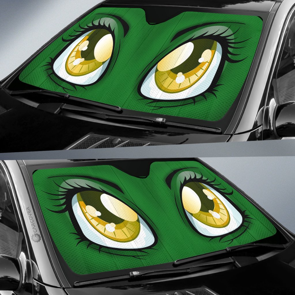 Green Cute Car Eyes Sun Shade Custom Cool Car Accessories