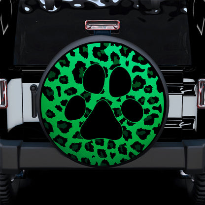 Green Cute Dog Paw Cheetah Leopard Jaguar Pattern Jeep Car Spare Tire Cover