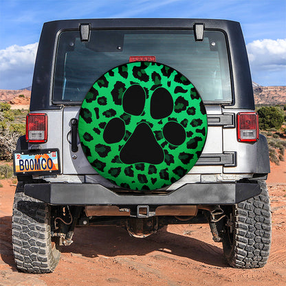 Green Cute Dog Paw Cheetah Leopard Jaguar Pattern Jeep Car Spare Tire Cover