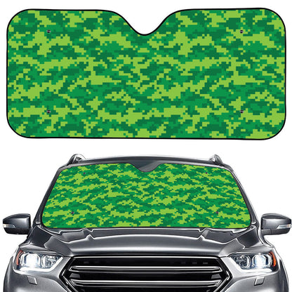 Green Digital Camo Pattern Print Car Windshield Sun Shade