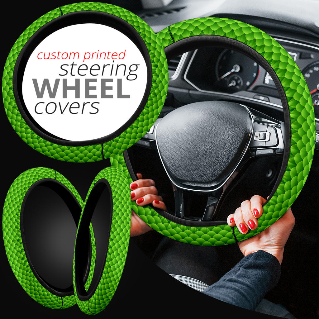 Green Fish Skin Premium Car Steering Wheel Cover