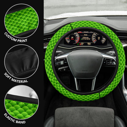 Green Fish Skin Premium Car Steering Wheel Cover