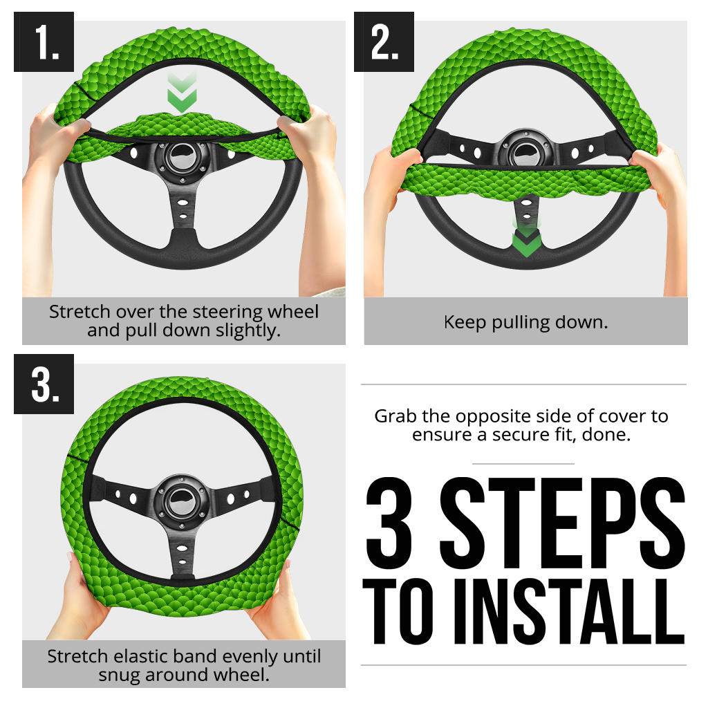 Green Fish Skin Premium Car Steering Wheel Cover