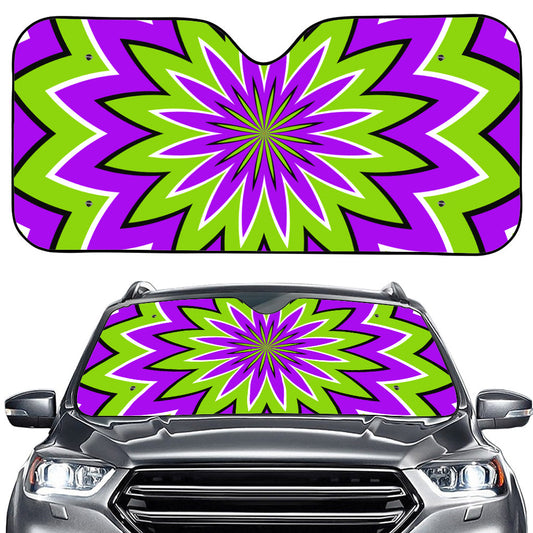 Green Flower Moving Optical Illusion Car Windshield Sun Shade