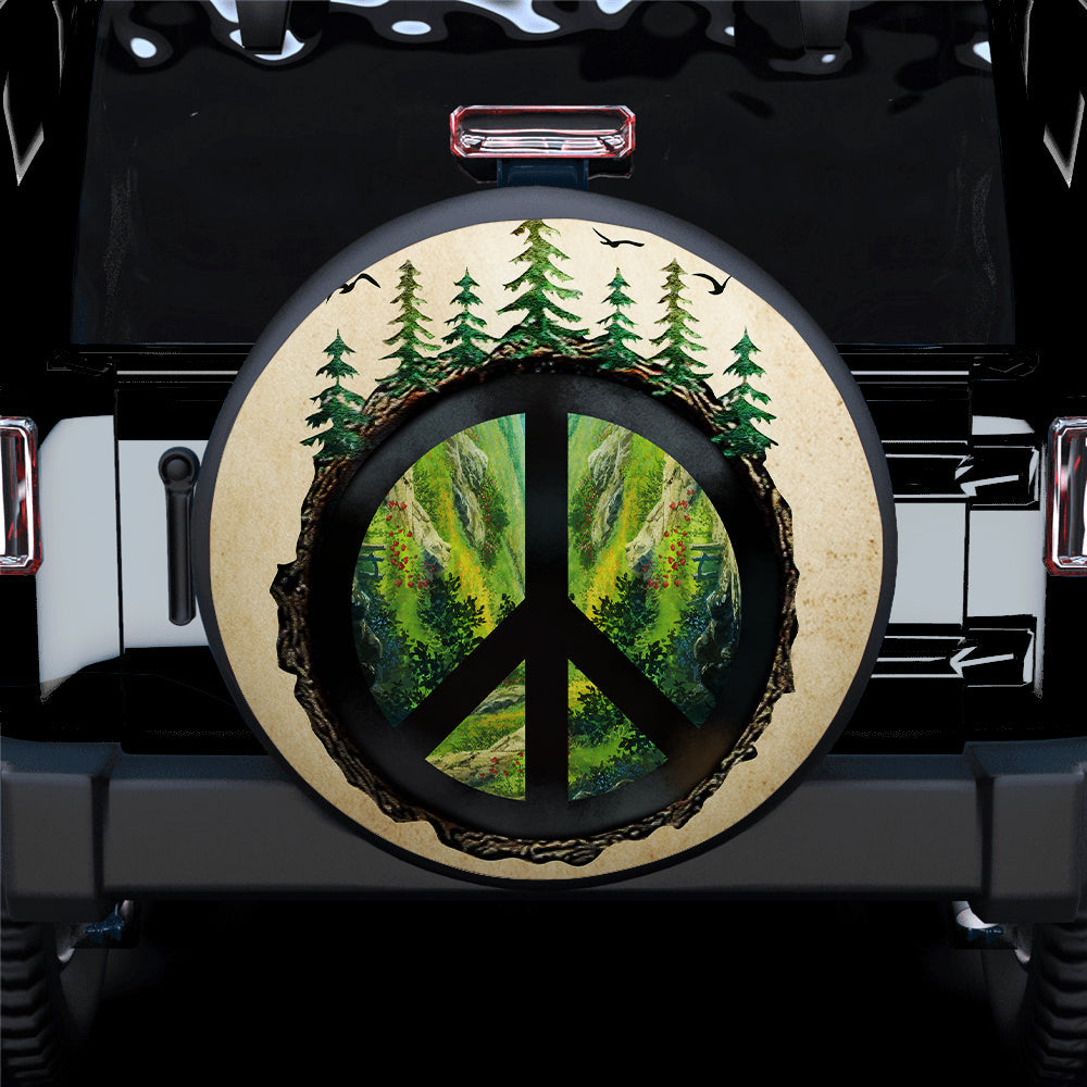 Green Forest Hippie Car Spare Tire Cover
