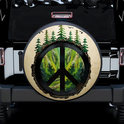 Green Forest Hippie Car Spare Tire Cover
