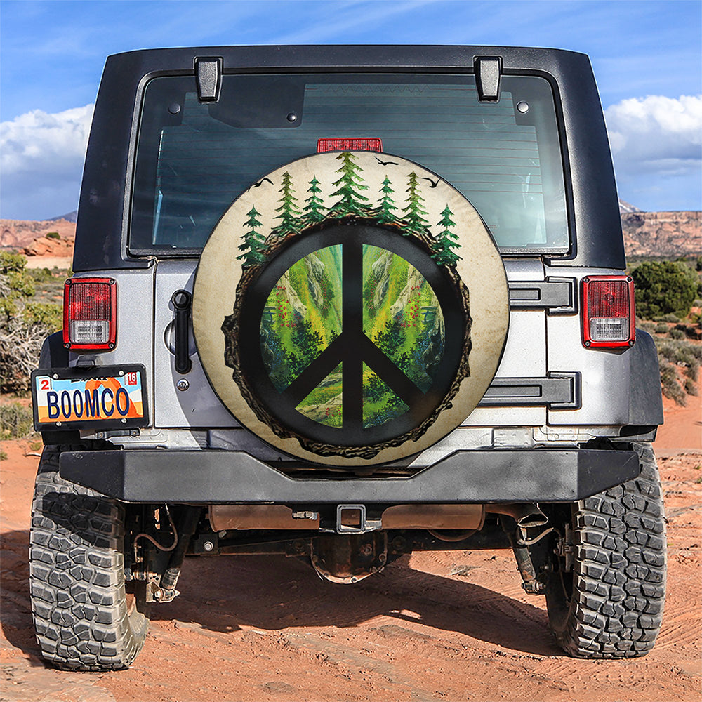 Green Forest Hippie Car Spare Tire Cover