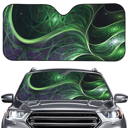Green Fractal Print Car Windshield Sun Shade