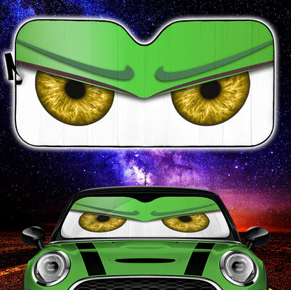 Green Funny Angry Cartoon Eyes Car Auto Sun Shades Windshield Accessories Decor Gift